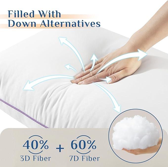 JOLLYVOGUE Pillows King Size Set of 4, Washable Supportive Bed Pillows with Super Soft Down Alternative Fill, Luxury Fluffy Hotel Quality for Side, Back, and Stomach Sleepers