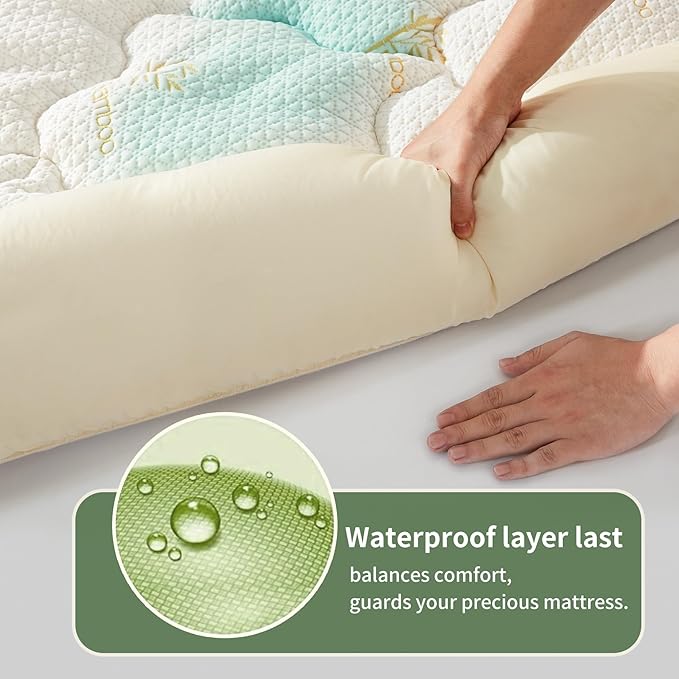 Premium 100% Waterproof Twin XL Mattress pad, Breathable Mattress Cover,Rayon from Bamboo Cooling Mattress Pad Cover, Deep Pocket 8"-21"