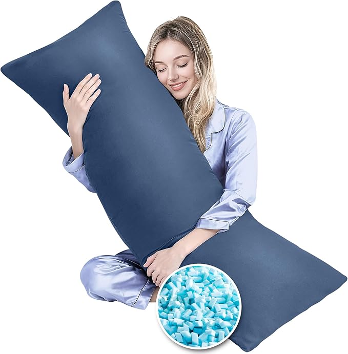 MAGIC ELEPHANT Body Pillow, Memory Foam Body Pillow for Adults, Long Pillow for Bed and Sleeping, Full Long Bed Pillow Insert with Cover (Blue, 20x54 Inch)