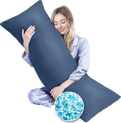 MAGIC ELEPHANT Body Pillow, Memory Foam Body Pillow for Adults, Long Pillow for Bed and Sleeping, Full Long Bed Pillow Insert with Cover (Blue, 20x54 Inch)