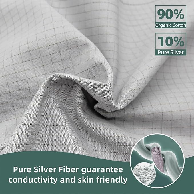 Grounding Fitted Sheet Kit Connect to The Earth's Energy 15inch Depth Pocket Grounding Bed Sheets for Earthing