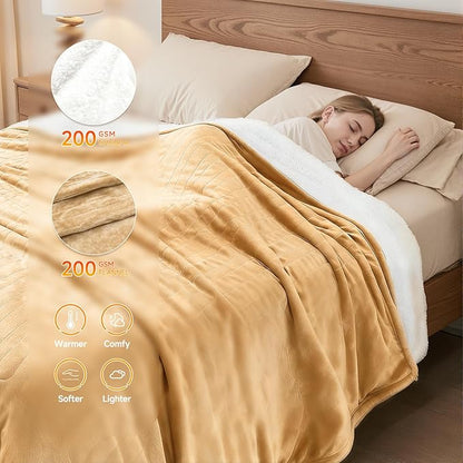 Heated Throw Blanket Electric Blanket 50"x60" Fast Heating Electric Blanket with 5 Heat Levels & 4 Hours Auto-Off Overheat Protection Cozy Soft Flannel Heated Throw Blanket