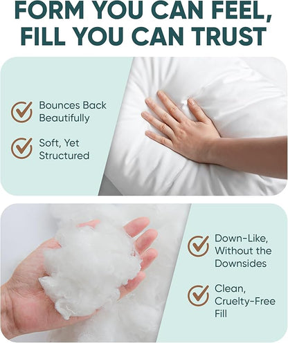 Pillowflex Synthetic Down Alternative Pillow Inserts for Shams - Comfy Pillows for Sleeping, Perfect & Best for Sleeping, Handmade Down Alternative Throw Pillow Inserts - (14x14 Set of 2)