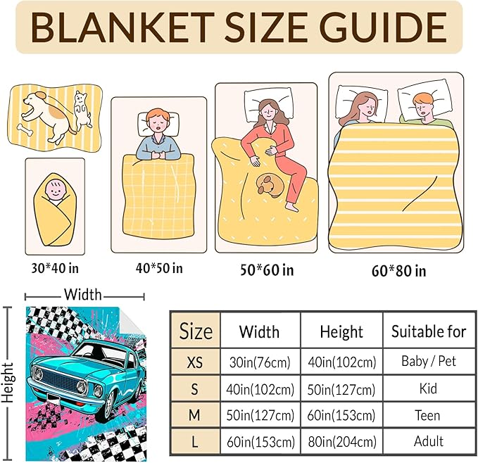 Blanket for Boys, Car Throw Blanket Gifts for Kids Boys Age 6-8, 40"x50" Cute Flannel Blankets Gift for Son Cars Lovers Lightweight Throws for Couch Sofa Bed Decor