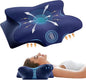 Memory Foam Cervical Pillow for Neck and Shoulder, Ergonomic Contour Cervical Neck Pillow for Sleeping, Cooling Neck Support Pillows for Side Back Stomach Sleeper Dark Blue