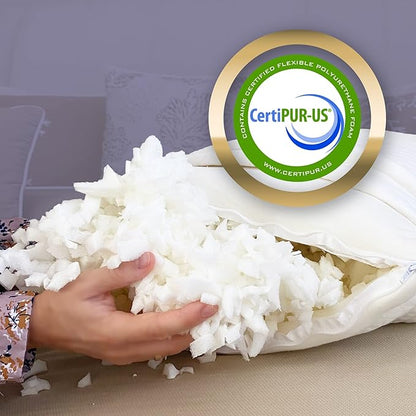 Royal Therapy Queen Memory Foam Pillow, Adjustable Shredded Odor-Free Pillow for Neck & Shoulder Pain Relief, Support for Back, Stomach, Side Sleepers, CertiPUR-US