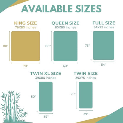 King Size 78x80” Premium Bamboo Waterproof Mattress Protector, 100% Viscose from Bamboo, Hypoallergenic, Cooling Mattress Pad Cover, Soft & Breathable Fitted Sheet Style up to 18" Deep - Rest Line