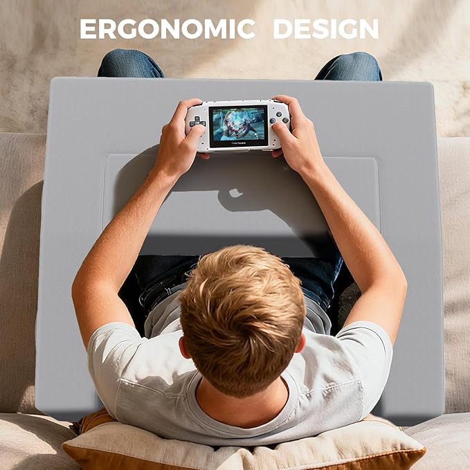 Reading Pillow for Gaming Lap Desk Pillow for Laptop with Pocket Foldable Memory Foam Bed Desk for Reading Working Crocheting Gaming Arm Rest on Bed/Sofa/Floor/Couch/Car (Grey no Cup Holder)