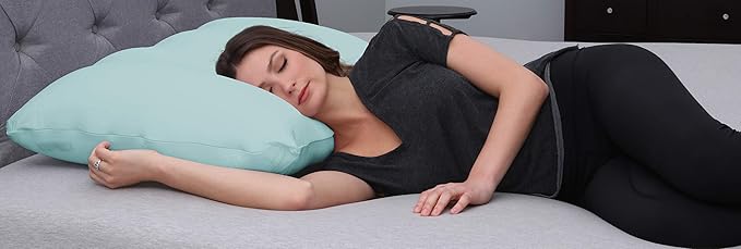 PILLOWY Premium Microbead Bed Pillow, Large Extra Fluffy But Supportive - Ultra Comfortable Sleep with Silk Like Anti Aging Cover 85% Spandex/ 15% Nylon Breathable, Cooling Sweet Baby Blue