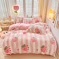 Pink Strawberry Kids Duvet Cover Set Queen Cute Kawaii Bedding Set Snowflake Fluffy Comforter Cover Blanket Soft Reversible Duvet Cover Room Decor (Strawberry,Queen)