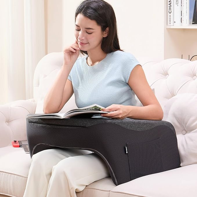 Reading Pillow, Lap Desk, Laptop Pillow for Lap, Large Gaming Pillow for Reading, Working, Gaming or Sitting in Bed Floor Couch(Dark Grey)
