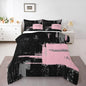 Pink Black Abstract Duvet Quilt Twin Size Geometric Bedding Set for Kids Boys Girls Decor Modern Art Comforter Set Breathable Soft Lightweight Microfiber Buffalo Check Bedroom Decor Bedclothes