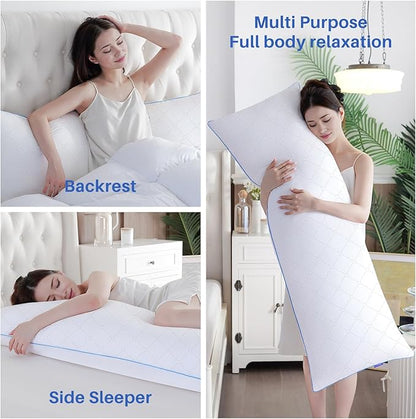 YZ HOME Long Body Pillow for Adults - Firm Body Pillow Insert with Shredded White Memory Foam, Adjustable Height, Soft Support for Side Sleeping, Pregnant Women, Washable (White, 20x54 Inch)