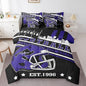 Erosebridal 3D Football Helmets Kids Comforter Set Queen Size Sports City Bedding, Rugby Decor Football Seasonal Comforter + Flat Sheet + Fitted Sheet + 2 Pillowcases + 2 Throw Pillow Covers