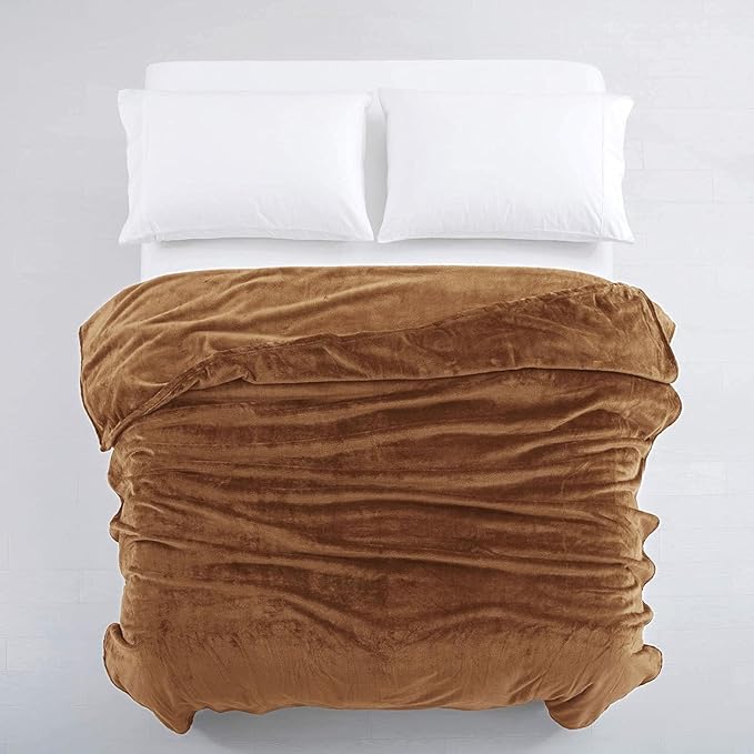 IR Imperial Rooms Fleece Blanket - Super Soft Fluffy Throw Blanket for Sofa and Bed - Warm and Cozy Lightweight 400 GSM Microfiber Bed Throws Blankets, 50 x 60 Inches (Throw/Travel, Camel)