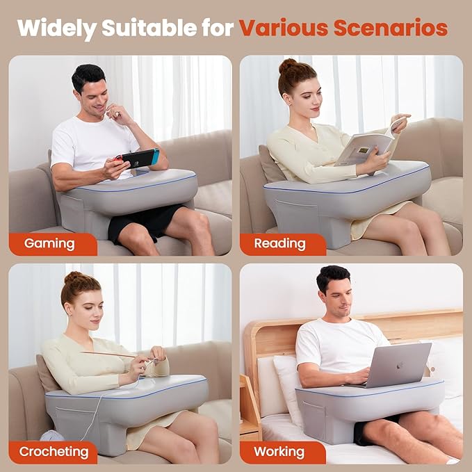 Reading Pillow,Lap Desk Pillow for Laptop,Memory Foam Reading Pillows for Gaming, Arm Rest Pillow for Reading, Working, Crocheting, Playing Game or Sitting in Bed,Sofa
