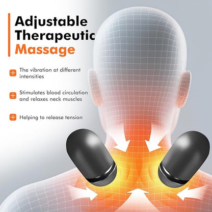 Neck Pillow - 3-in-1 Neck Pillow with Battery, Travel Neck Massage Pillow for Shoulder Pain Relief, Deep Tissue Pain Relief with Heat and Stretching, Neck Hump Corrector for Women
