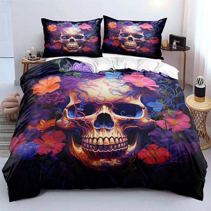 Halloween Bed Duvet Comforter Cover Sets Twin with 2 Pillowcases for Kids Girls Teens Adult Bedroom Decor