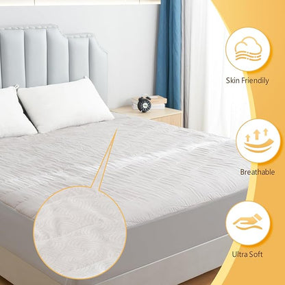 Electric Mattress Pad Twin Size 39"x75",6 Heating Levels & 1-10 Hour Auto Shut Off,Warm and Soft Comfort Fabric with 15 Inch Deep Pocket,Machine Washable,Gray