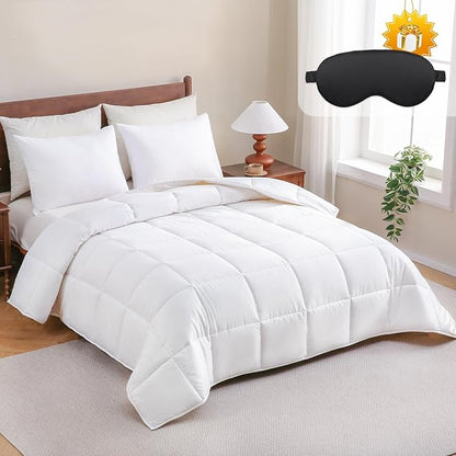 YOUR MOON 120×120 Inch Luxurious Wool Comforter Over Size King for All Season, 100% Natural Australian Wool Duvet, Noiseless Cotton Shell(White)