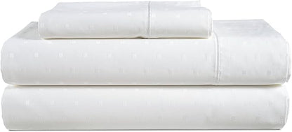 LANE LINEN 100% Egyptian Cotton Twin Sheets Set, Soft & Comfy Luxury Hotel Style Thick Sheets Twin Size Bed Set, No Pill Natural Cooling Elegant Jaquard Swiss Dot White Sheets
