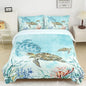 CVHOUSE Sea Turtle Duvet Cover Full Size,Ocean Watercolor Bedding Set for Kids Teens,Beach Comforter Cover,1 2 Pillowcases 3 Piece Full 79'x89'