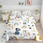 Cartoon Dog Comforter Set Rainbow Bones Printed Bedding Set with 1 Comforter and 2 Pillowcases for Boys and Girls Bedroom All Season(Dog Full)