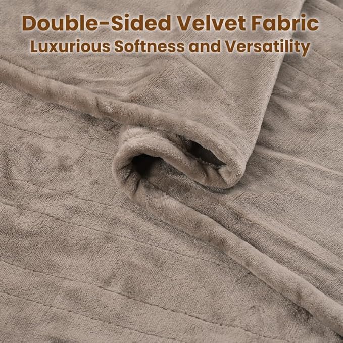 Bearhug 60"x50" Heated Blanket Throw, Electric Heating Blanket with 6 Heat Settings & 4H Auto Shut-Off, Velvet Flannel Throw for Couch, Machine Washable, ETL Certified