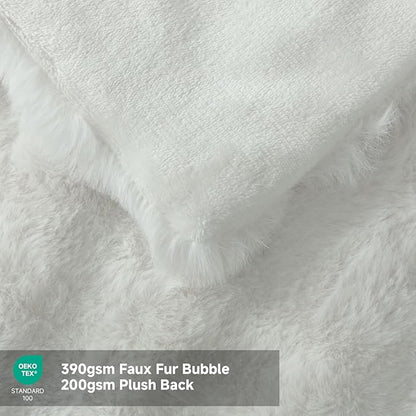 Heated Blanket Electric Queen- 84"x90" Soft Thick Bubble Electric Blanket for Sofa with 5 Heat Levels & 10 Hours Auto-Off Overheat Protection, Warm Cozy Gifts, Cream
