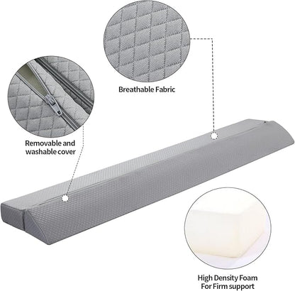 MABOZOO Pillow Wedge for Headboard Gap,Light Grey Bed Wedge Gap Filler King Size,Foldable Bed Wedge Pillow for Headboard, Foam Mattress Gap Filler,76"x6"x6"