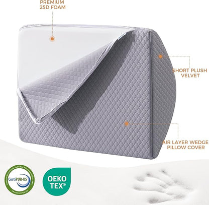Knee Wedge Pillow 6.9'' for Post-Surgery Recovery-Leg Elevation Support for Sleep Position, Alleviating Lower Back & Hip Pain Enhancing Circulation in Ankles Legs Triangle Pillow with Removable Cover