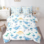 Feelyou Cute Dinosaur 7 Piece Bedding Set Blue Dinosaur Comforter Set with Sheets for Kids Boys Girls Coconut Palm Bed in a Bag Animal Theme Bed Set Soft Lightweight