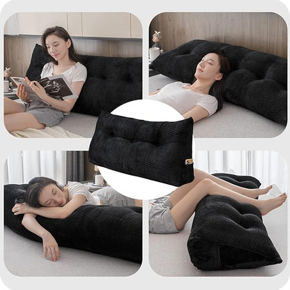 Large Bolster Triangular Headboard Wedge Backrest Positioning Support Bed Rest Reading Pillows Headboard Wedge Pillows for Day Bed with Removable Cover