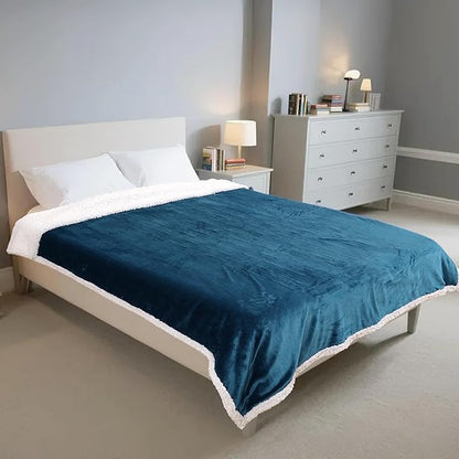 Electric Heated Blanket Throw Size - 50"x60", Soft Flannel Heating Blanket, 4 Heating Levels, 3 H Auto Shut Off, Breathable Warm and Washable for Sofa, Lake Blue