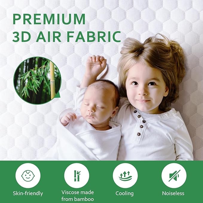 Waterproof King Size Mattress Protector, Viscose 3D Cooling Breathable Air Fabric Soft Mattress Pad Cover, Fitted 8-18 inch Deep Pocket, Washable Noiseless (White, King)