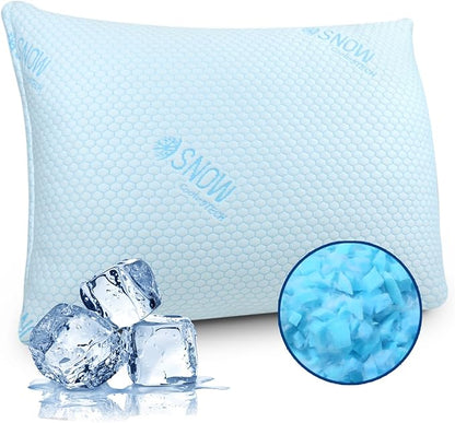 Shredded Foam Pillow Queen Size - Cooling Memory Foam Pillows That Stay Cold Soft Pillow for Sleeping, Adjustable Bed Pillow for Side, Back, and Stomach Sleepers