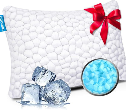 SUPA MODERN Cooling Bed Pillows for Sleeping 1 Pack Shredded Memory Foam Pillows Adjustable Cool Pillow for Side Back Stomach Sleepers Luxury Gel Pillows Standard Size, for Women Men