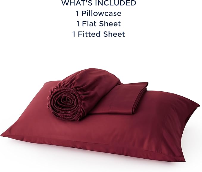 Bedsure Cooling Sheets Twin, Rayon Derived from Bamboo, Breathable & Soft Twin Sheets Set, Deep Pocket Up to 16 Inches, Hotel Luxury Silky Bedding for Hot Sleepers, Burgundy