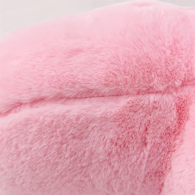 A Nice Night Faux Fur Reading Pillow Bed Wedge Large Adult Backrest with Arms Back Support for Resting in Bed/Couch for Bedrest,BabyPink