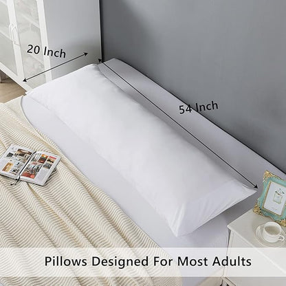 ELNIDO QUEEN Body Pillow with Pillowcase - Soft Long Bed Pillow for Adults - Breathable Full Body Pillow Insert for Sleeping, 20x54inches - White