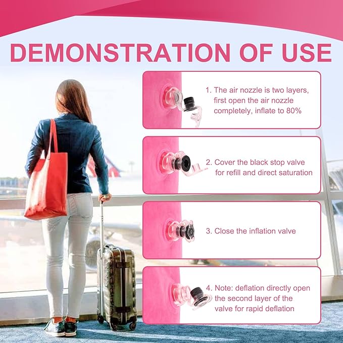 Inflatable Leg Pillow, Wedge Pillow for Sleeping, Portable Wedge Pillow, Improve Circulataion and Reduce Swelling, for Sleeping, Recovery, Pregnant (Pink)