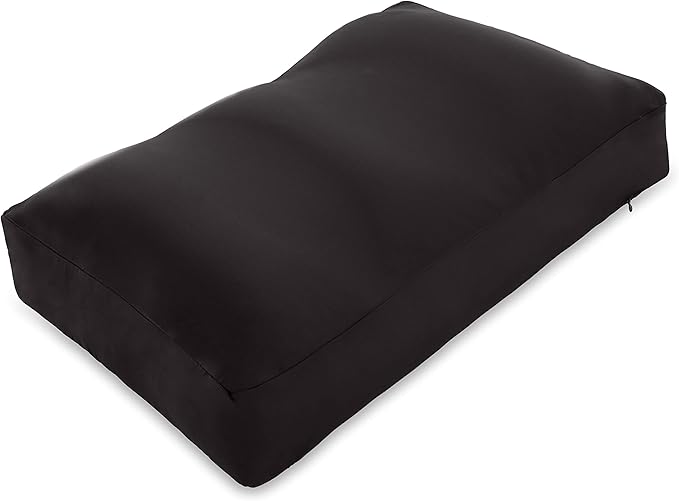 PILLOWY Premium Microbead Bed Pillow, Medium Extra Fluffy But Supportive - Ultra Comfortable Sleep with Silk Like Anti Aging Cover 85% Spandex/ 15% Nylon Breathable, Cooling Matte Black