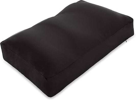 PILLOWY Premium Microbead Bed Pillow, Medium Extra Fluffy But Supportive - Ultra Comfortable Sleep with Silk Like Anti Aging Cover 85% Spandex/ 15% Nylon Breathable, Cooling Matte Black