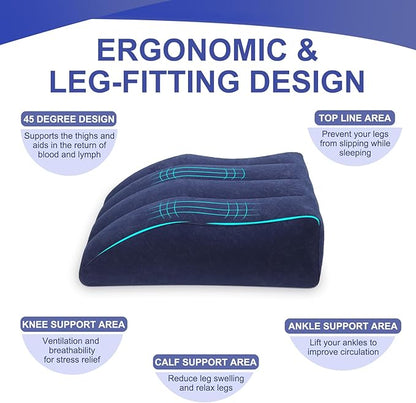 Inflatable Leg Pillow, Wedge Pillow for Sleeping, Portable Wedge Pillow, Improve Circulataion and Reduce Swelling, for Sleeping, Recovery, Pregnant (Dark Blue)
