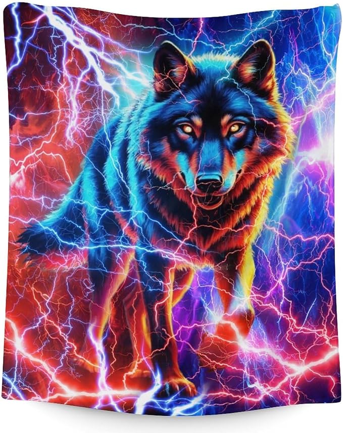 Boys Blanket Gifts Wolf Throw Blankets for Toddler, Boys - 40" x 50" Cozy Fuzzy Animals Flannel Stuff for Couch, Office & Travel