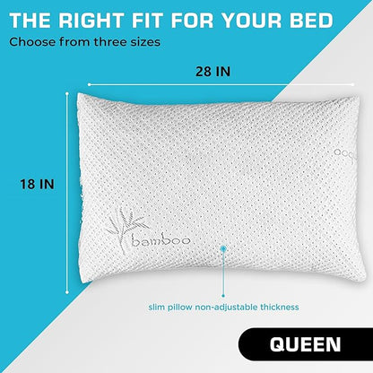 Xtreme Comforts Memory Foam Pillows Made in The USA - Queen Size, Slim Cooling Pillow for Sleeping on Side, Back & Stomach - Firm and Soft Bed Pillows