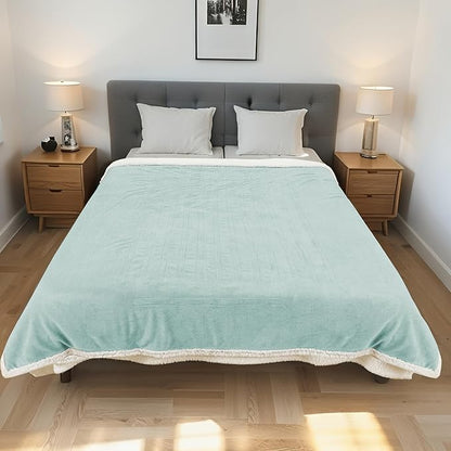 Electric Heated Blanket Full Size 72"x84" - Dual-Sided with Microplush & Sherpa Fabric, 4 Heat Settings & 10 Hours Auto Off, Machine Washable - Onsen Green