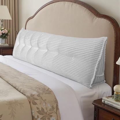 Headboard Wedge Pillow, Large Triangular Reading Pillow for Bed, Backrest Support Bolster for Sitting Up, Long Bed Rest Pillow with Removable Cover