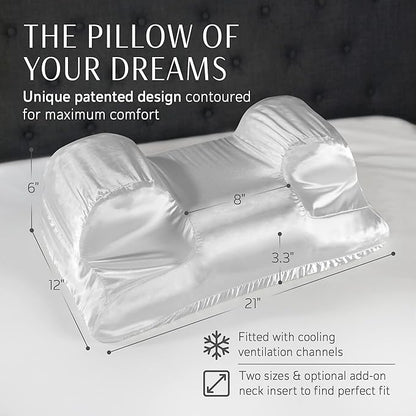 YourFacePillow - Ergonomic Cervical Memory Foam Pillow for Back Sleeping - Neck & Shoulder Support - Best Sleep Alignment - Large with Satin Case