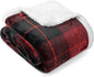 PAVILIA Red Plaid Sherpa Throw Blanket for Couch, Plush Flannel Fleece, Soft Fuzzy Cabin for Sofa Bed, Warm Cozy Winter Gift, 50x60